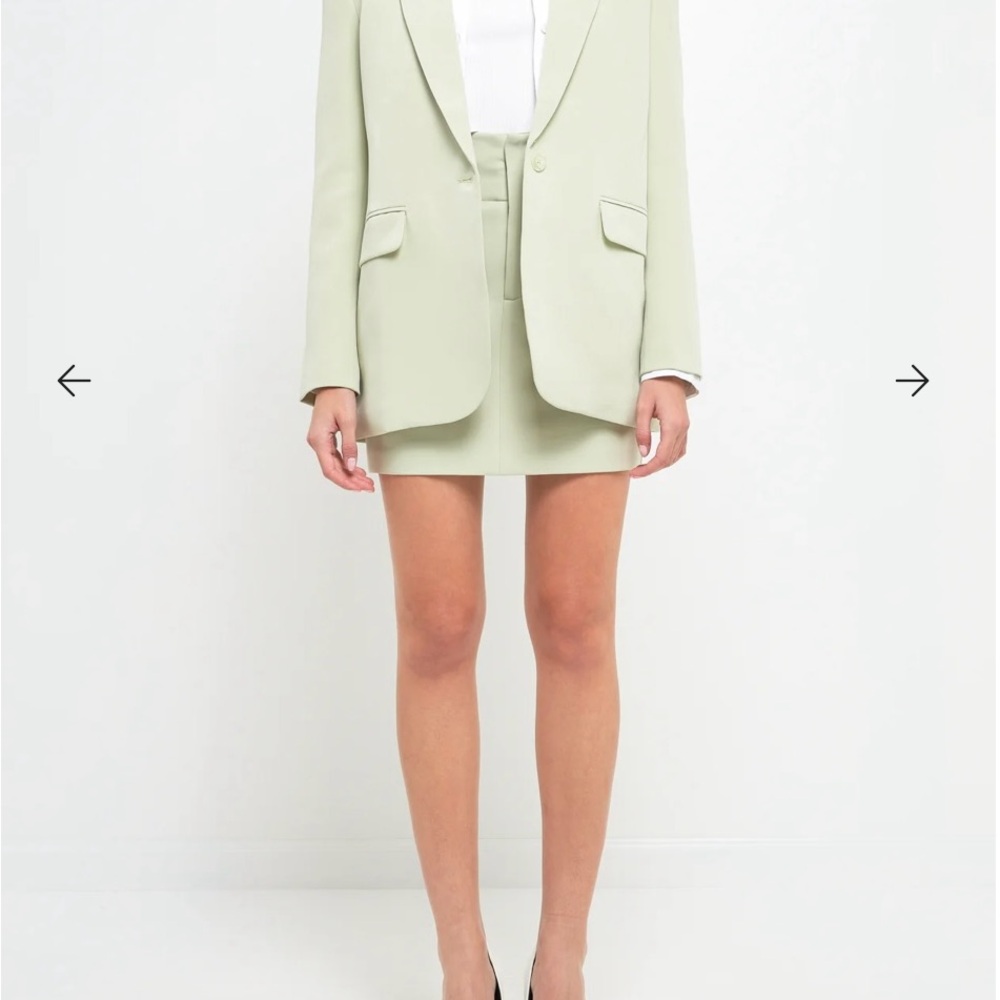 Endless Rose Sage Green One Button Down Boxy Blazer